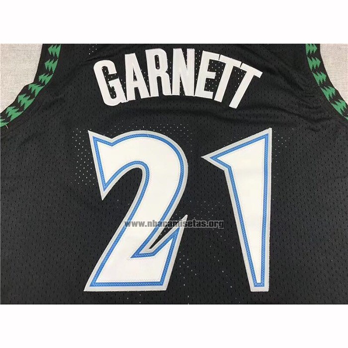 Camiseta Minnesota Timberwolves Kevin Garnett NO 21 Hardwood Classics Throwback Negro